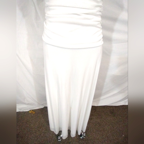 Mariposa Vintage Halter Sheath  Dress,Ivory Sparkle Beads, Pleats, Long, XS-S - Picture 8 of 10